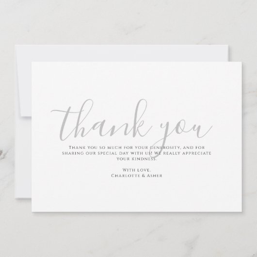 Modern Minimalist Gray Monogram Wedding Bedankkaart (Achterkant)