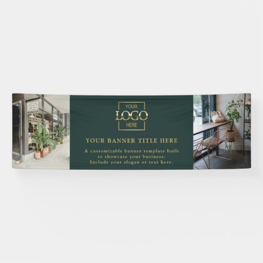 Modern Minimalist Green Custom Business Logo Spandoek (Horizontaal)