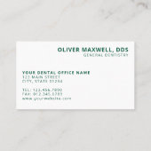 Modern Minimalist Green Dentist Visitekaartje (Achterkant)