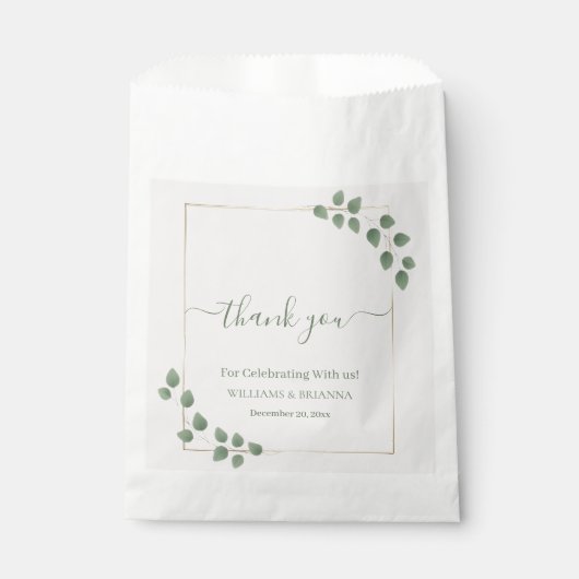 Modern Minimalist Green Geometric Frame Wedding Bedankzakje (Voorkant)