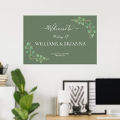 Modern Minimalist Green Geometric Wedding Banner Poster (Thuiskantoor)