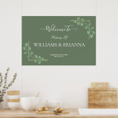 Modern Minimalist Green Geometric Wedding Banner Poster (Keuken)