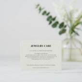 Modern Minimalist Green Jewelry Care Insert Card Informatiekaartje (Staand voorkant)