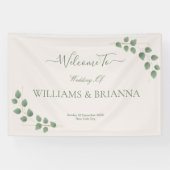 Modern Minimalist Green Leaves Wedding Banner (Horizontaal)