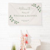 Modern Minimalist Green Leaves Wedding Banner (Insitu)
