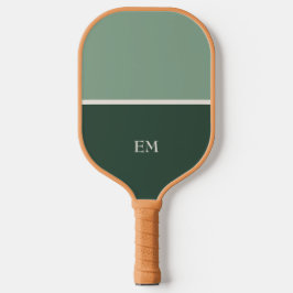 Modern Minimalist Green Monogrammed Initials Pickleball Paddle