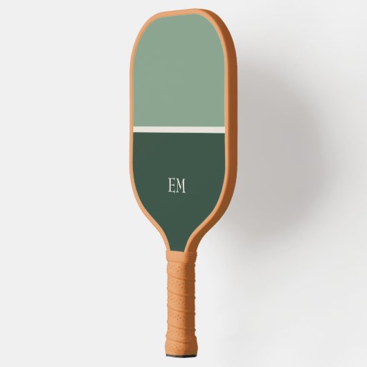 Modern Minimalist Green Monogrammed Initials Pickleball Paddle (Links)