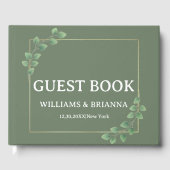 Modern Minimalist Green Photo Wedding Guest Book Gastenboek (Voorkant)