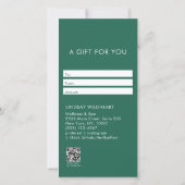 Modern Minimalist Green QR Code Gift Certificate (Achterkant)