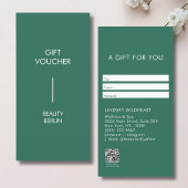 Modern Minimalist Green QR Code Gift Certificate