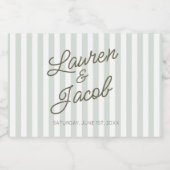 Modern Minimalist Green Stripes Wedding Mini Sparkling Wijnetiket (Enkel label)