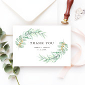 Modern Minimalist Greenery Foliage Wedding Bedankkaart