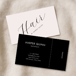 Modern Minimalist Hair Stylist Script Blush Pink Visitekaartje
