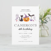 Modern minimalist Halloween Birthday Party Kaart (Staand voorkant)