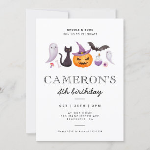 Modern minimalist Halloween Birthday Party Kaart