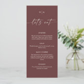 Modern Minimalist Handwriting Wedding Dinner  Menu (Staand voorkant)