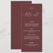 Modern Minimalist Handwriting Wedding Dinner  Menu (Voorkant / Achterkant)