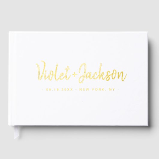 Modern minimalist handwritten script wedding gastenboek (Voorkant)