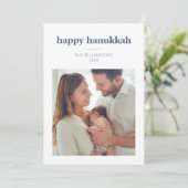 Modern Minimalist Hanukkah Photo Letter Message Feestdagenkaart (Staand voorkant)