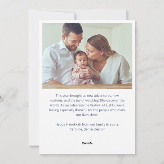 Modern Minimalist Hanukkah Photo Letter Message Feestdagenkaart (Achterkant)