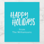 Modern minimalist Happy Holiday Turquoise Name Wijn Etiket (Enkel label)