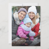 Modern Minimalist Happy Holidays Family Photo Card Kaart (Voorkant)