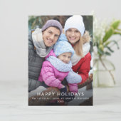 Modern Minimalist Happy Holidays Family Photo Card Kaart (Staand voorkant)