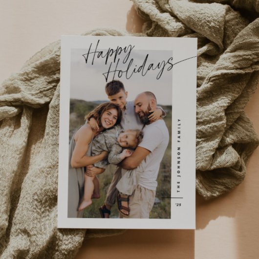 Modern Minimalist Happy Holidays Script Christmas Feestdagenkaart