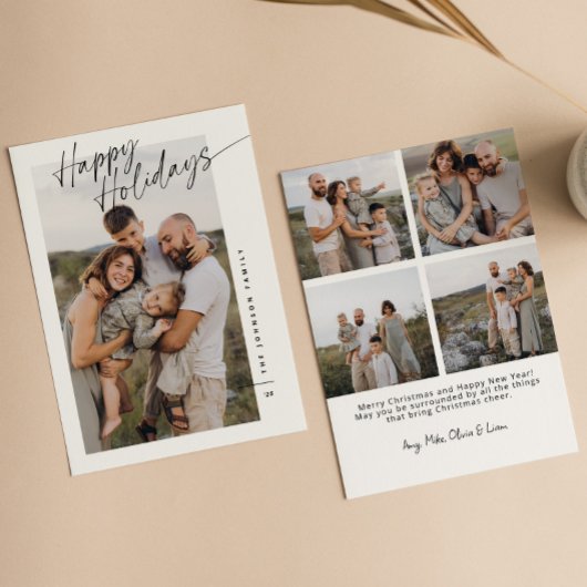 Modern Minimalist Happy Holidays Script Christmas Feestdagenkaart