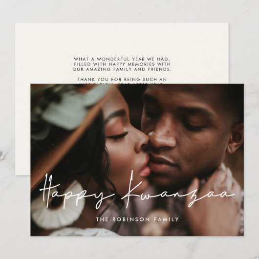 Modern minimalist Happy Kwanzaa foto Feestdagenkaart (Voorkant / Achterkant)
