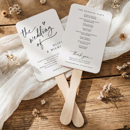 Modern Minimalist Heart Elegant Wedding Programs Handwaaier