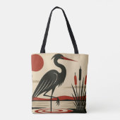 Modern Minimalist Heron by the Lake Tote Bag (Achterkant)