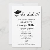 Modern minimalist hij deed het Foto Afstuderen Kaart (Voorkant)