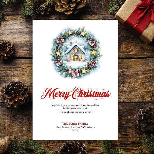 Modern Minimalist Holiday Scene Greeting Card Feestdagenkaart