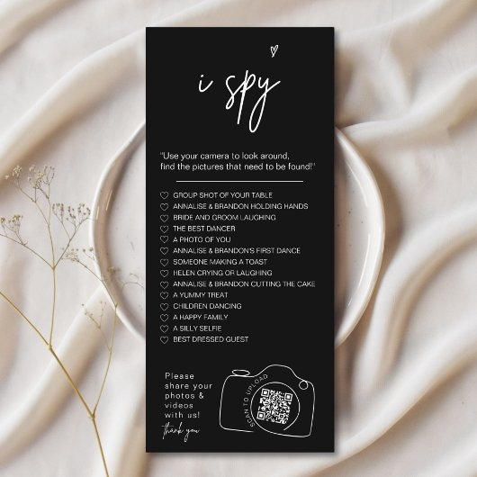 Modern Minimalist Ik spion bruiloft spel Foto's de Menu