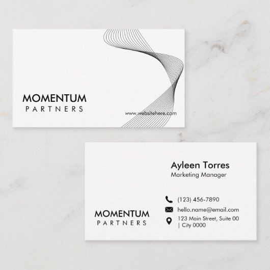 Modern Minimalist Innovation Company Sleek White Visitekaartje (Voorkant / Achterkant)