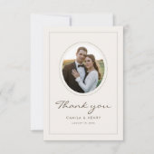 Modern Minimalist Ivory Budget Wedding Photo Bedankkaart (Voorkant)