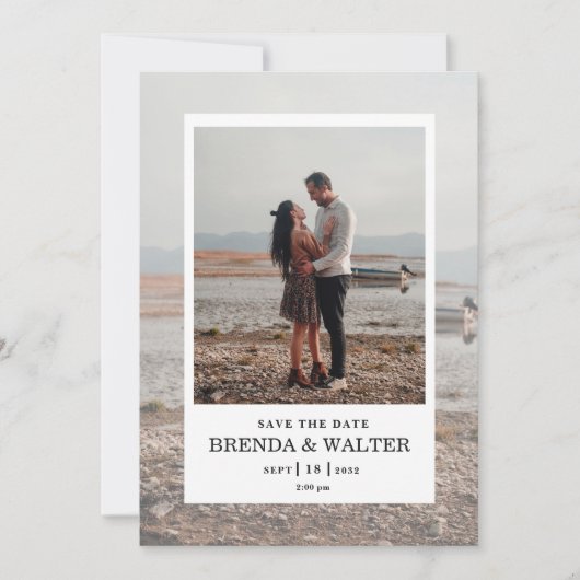 Modern Minimalist Ivory Custom Photo Wedding Invit Kaart (Voorkant)