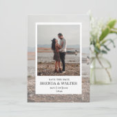 Modern Minimalist Ivory Custom Photo Wedding Invit Kaart (Staand voorkant)