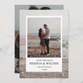 Modern Minimalist Ivory Custom Photo Wedding Invit Kaart (Voorkant / Achterkant)