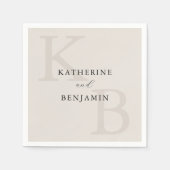 Modern Minimalist Ivory Monogram Wedding Servet (Voorkant)