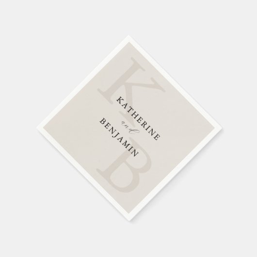 Modern Minimalist Ivory Monogram Wedding Servet (Hoek)