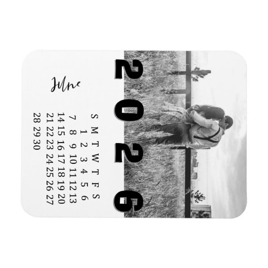 Modern Minimalist June 2026 Photo Calendar Magneet (Horizontaal)