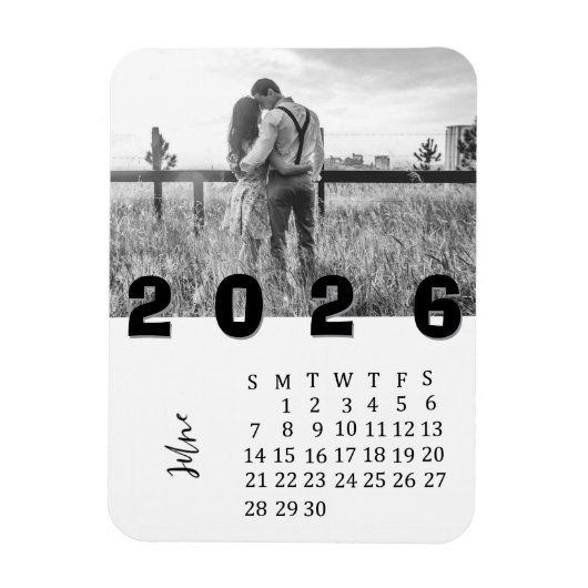 Modern Minimalist June 2026 Photo Calendar Magneet (Verticaal)