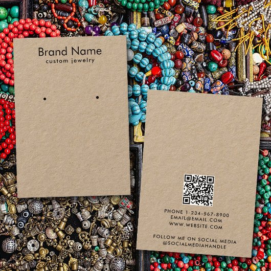 Modern Minimalist Kraft Jewelry Display Card Visitekaartje