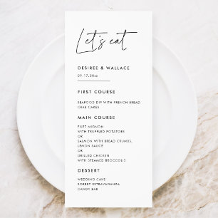 Modern minimalist Laten we de trouwmenukaart opete Menu