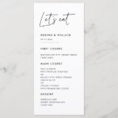 Modern minimalist Laten we de trouwmenukaart opete Menu (Voorkant)