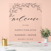 Modern minimalist Laurel Branch Wedding Welkom Acryl Bord (Huwelijk)