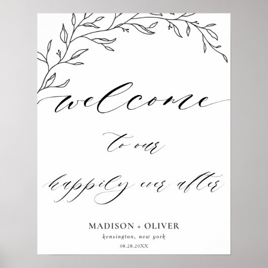 Modern minimalist Laurel Branch Wedding Welkom P Poster (Voorkant)