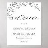 Modern minimalist Laurel Branch Wedding Welkom Poster (Voorkant)